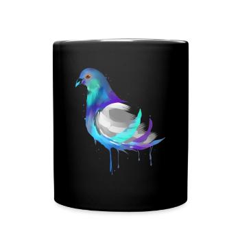 Aquarelle pigeon - chuchoteur pigeon voyageur - Mug uni - noir - Devant