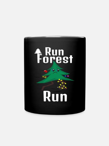 Run Forest Run! Christmas tree - Full Colour Mug - black