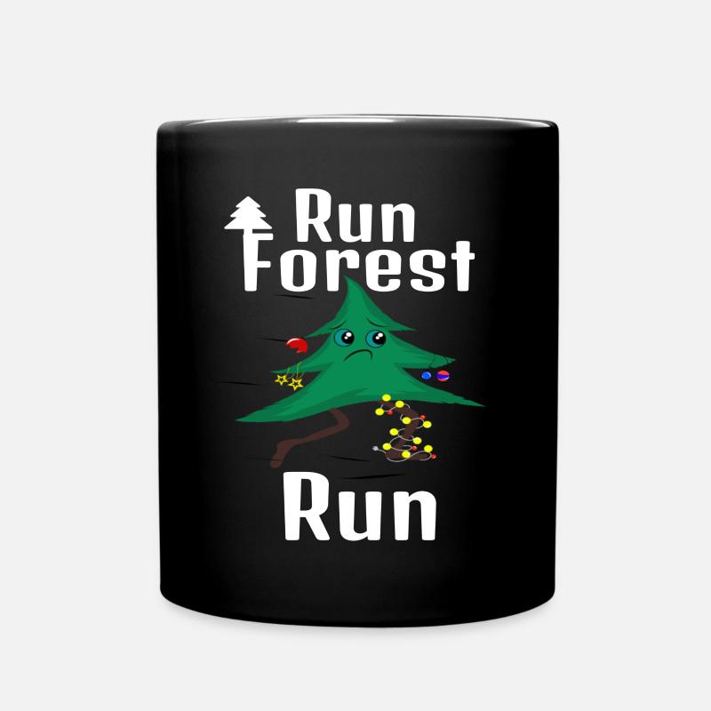 Lauf Forest Lauf! Weihnachtsbaum - Tasse einfarbig - Schwarz