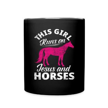 Cadeau de femme chrétienne chrétienne cheval - Mug uni - noir - Devant