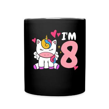8th Birthday Unicorn - Full Colour Mug - black - Front