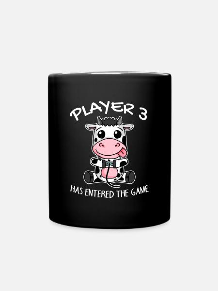 Drittes Baby Spieler 3 hat das Spiel Betreten Kuh - Tasse einfarbig - Schwarz