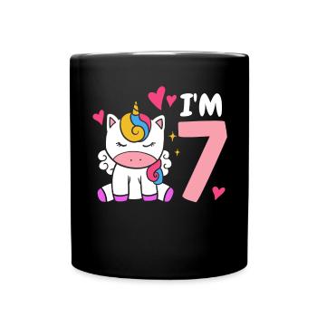 7th birthday unicorn - Full Colour Mug - black - Front