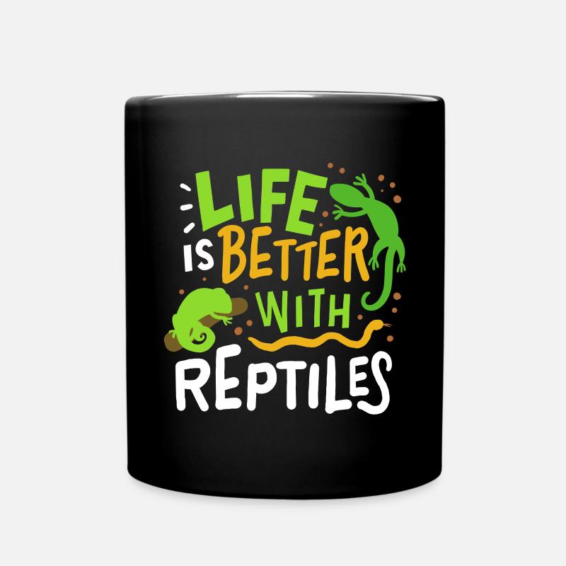 Reptilien Eidechse - Tasse einfarbig - Schwarz