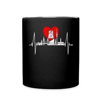 Hamburg Skyline Heartbeat Hamburger Liebe Fan - Full Colour Mug - black - Front
