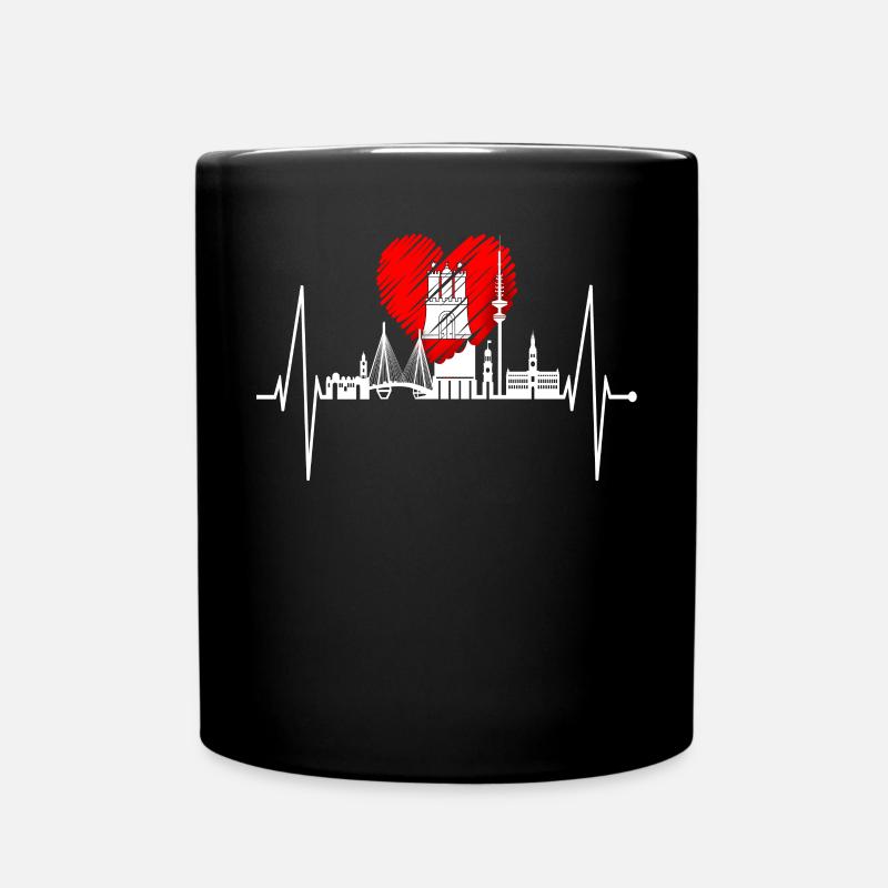 Hamburg Skyline Herzschlag Hamburger Liebe Fan - Tasse einfarbig - Schwarz