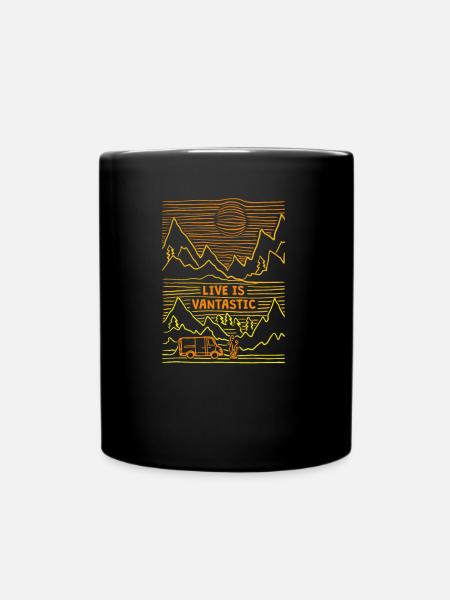 Life Is Vantastic, Camping Camper Van - Tasse einfarbig - Schwarz