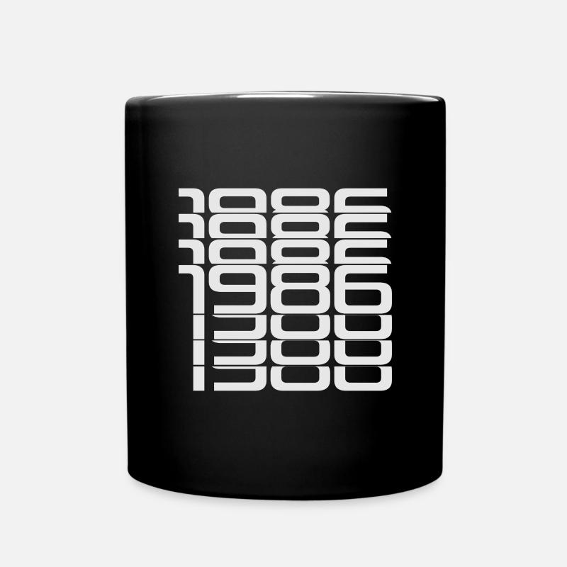 1986 Stack Digits Pattern - Full Colour Mug - black