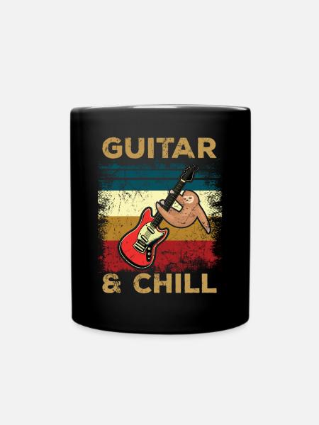 Vintage Faultier Gitarre Guitar & Chill - Tasse einfarbig - Schwarz