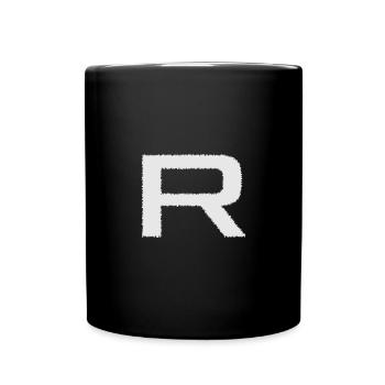 R sign with brush texture - Full Colour Mug - black - Front