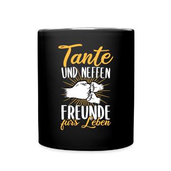 Tante Neffe Freunde fürs Leben zweifache Tante - Tasse einfarbig - Schwarz - Vorne