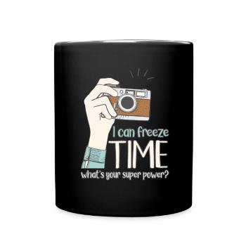 Drôle de photographe je peux geler le temps - Mug uni - noir - Devant