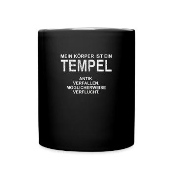 Mein Körper ist ein Tempel Training Fitness Eis - Tasse einfarbig - Schwarz - Vorne