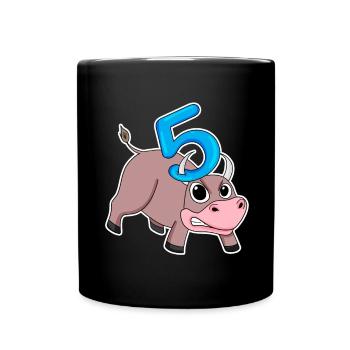 Taureau taureau d'anniversaire pour enfants de 5 ans - Mug uni - noir - Devant