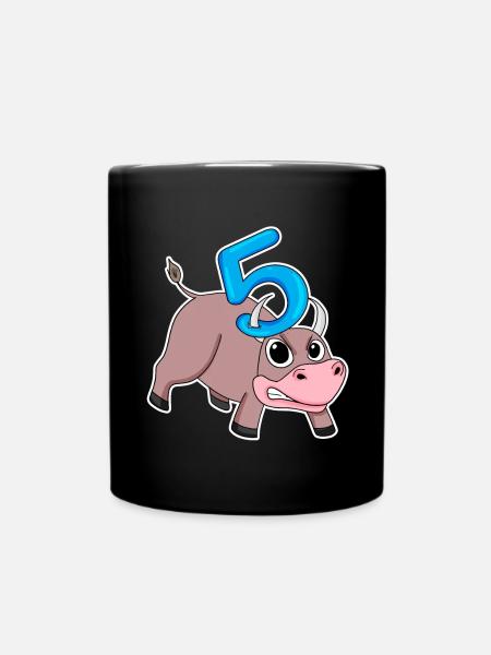 Taureau taureau d'anniversaire pour enfants de 5 ans - Mug uni - noir