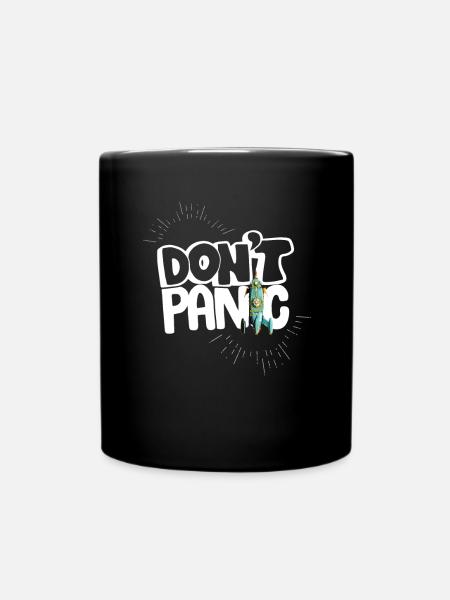 keine angst panik spruch comic rakete Humor Helfer - Tasse einfarbig - Schwarz