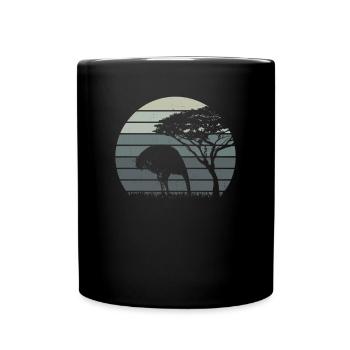 Vogel Strauß Kopf in den Sand Retro Vintage - Tasse einfarbig - Schwarz - Vorne
