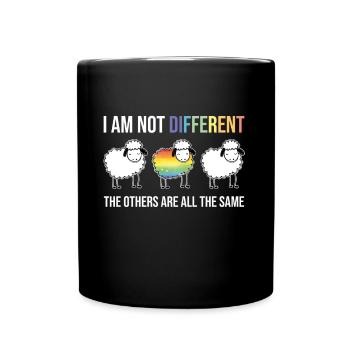 I am not different - Rainbow Sheep, Gay Pride LGBT - Mug uni - noir - Devant