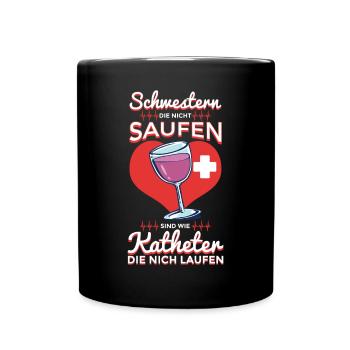 Krankenpflegerin Krankenschwester Altenpflegerin - Tasse einfarbig - Schwarz - Vorne