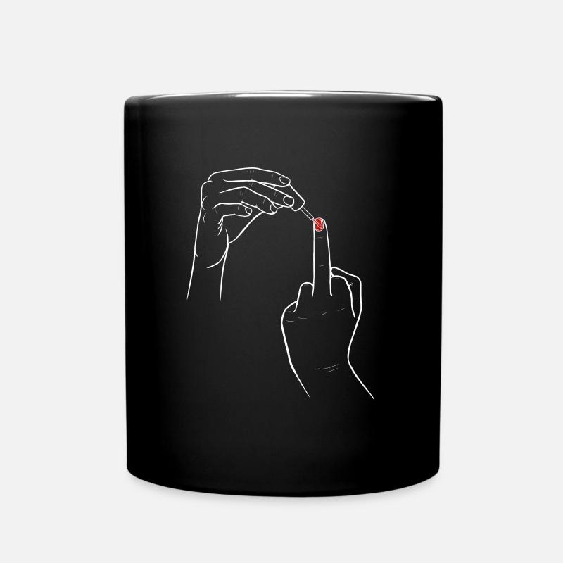 Mittelfinger Damen Stinkefinger mit Nagellack - Tasse einfarbig - Schwarz