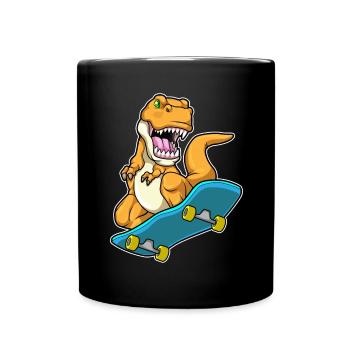 Dinosaurier Skater Skateboard - Tasse einfarbig - Schwarz - Vorne