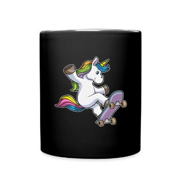 Unicorn Skater Skateboard - Full Colour Mug - black - Front