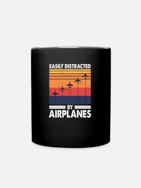 Facilement distrait par les avions Pilot Airplane Love - Mug uni - noir