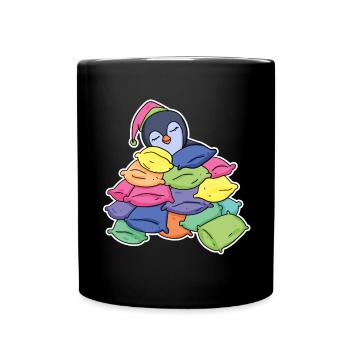 Schlafender Pinguin - Tasse einfarbig - Schwarz - Vorne