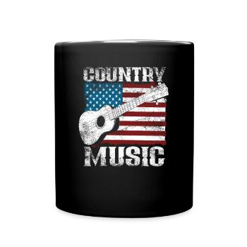 Country Musique drapeau américain guitare - Mug uni - noir - Devant