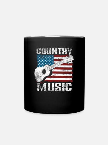 Country Musique drapeau américain guitare - Mug uni - noir