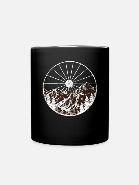 Bicycle cyclist mountains nature gift - Full Colour Mug - black