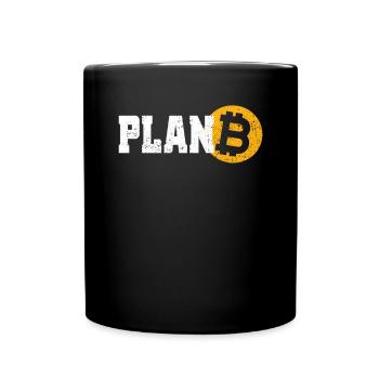 Bitcoin Plan B cryptocurrency BTC for Bitcoin fan - Full Colour Mug - black - Front