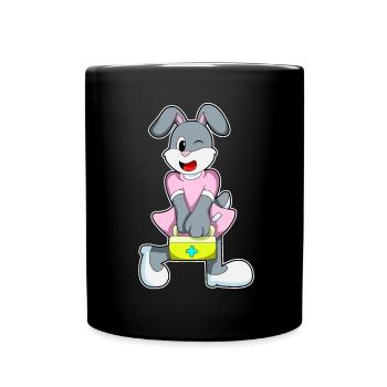 Häschen Krankenschwester Erste-Hilfe-Kasten - Tasse einfarbig - Schwarz - Vorne
