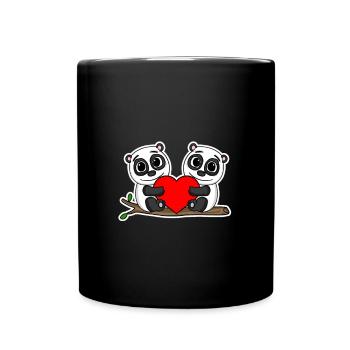 Panda relation romantique coeur couple - Mug uni - noir - Devant