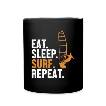 Eat Sleep Surf Repeat Water Sports Sailboarding - Full Colour Mug - black - Front