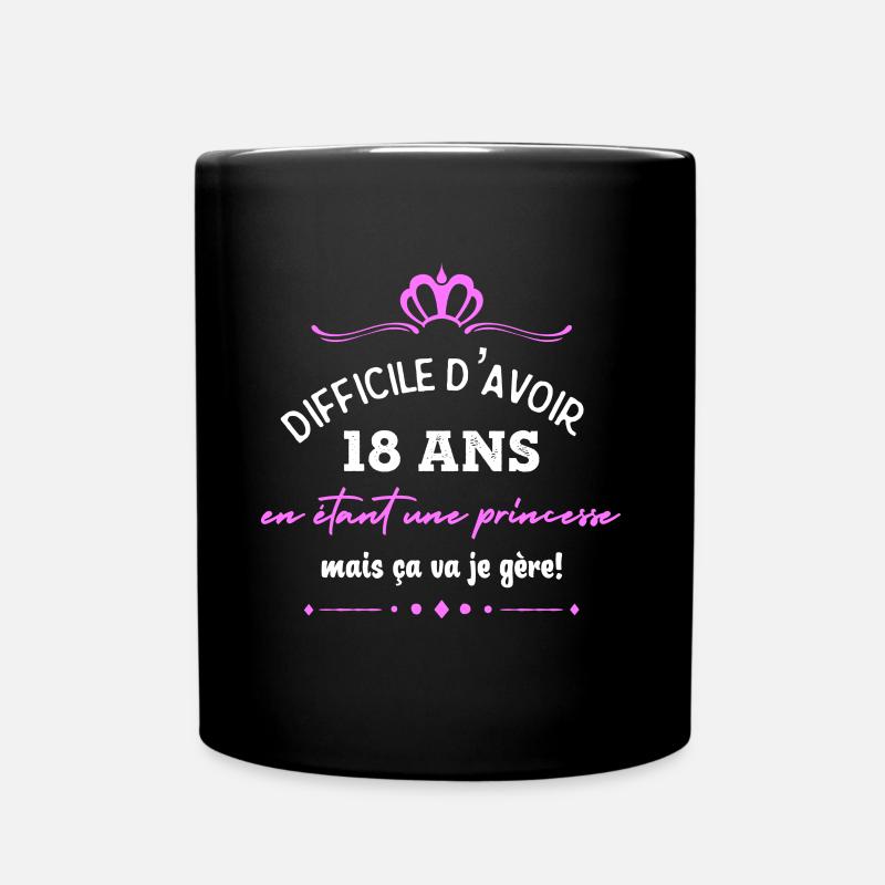 Difficile d’avoir 18 ans cadeau 18 ans humour - Mug uni - noir