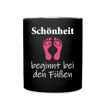 Fußpflege Pediküre Podologe Nagelstudio Geschenk - Tasse einfarbig - Schwarz - Vorne