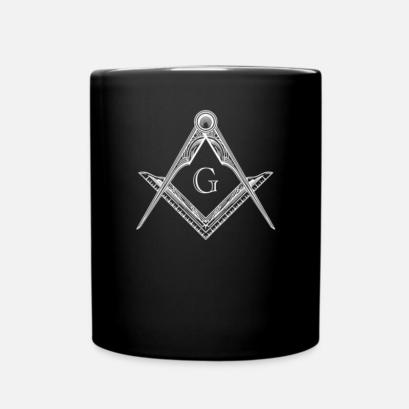 Freemason symbol angles & compasses freemasonry - Full Colour Mug - black