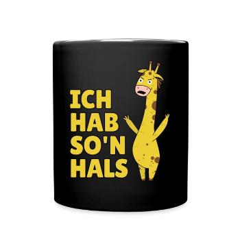 verärgerte wütende Giraffe mit langem Hals - Tasse einfarbig - Schwarz - Vorne