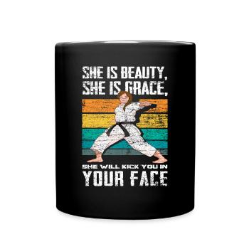 Idée cadeau rétro fille de Taekwondo - Mug uni - noir - Devant