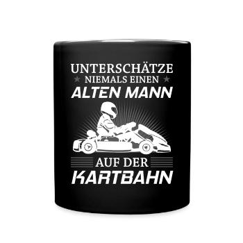 Kart Gokart Kartsport Kartfahrer Opa Papa Geschenk - Tasse einfarbig - Schwarz - Vorne