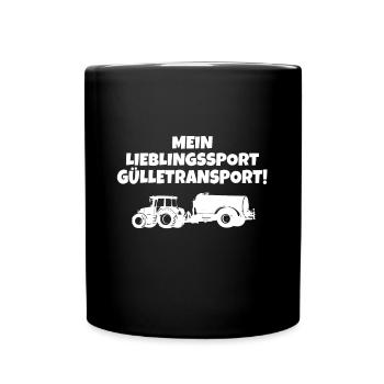 Mein Lieblingssport Gülletransport Gülle fahren - Tasse einfarbig - Schwarz - Vorne