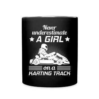 Kart Gokart Kartsport Kartfahrerin Damen Geschenk - Tasse einfarbig - Schwarz - Vorne
