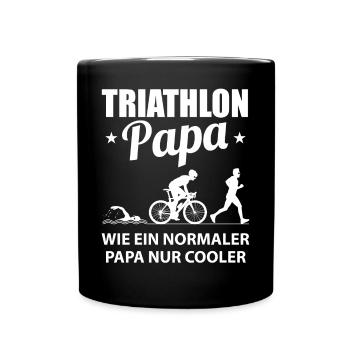 Triathlon Papa Vater Ausdauersport Geschenk - Tasse einfarbig - Schwarz - Vorne