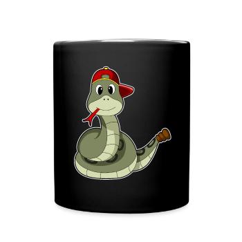 Schlange Schüler Cap Schule - Tasse einfarbig - Schwarz - Vorne