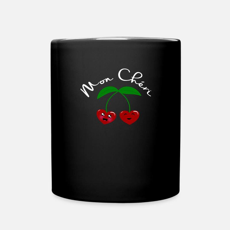 Mon Chéri Verliebte Kirschen Liebe Herz Romantik - Tasse einfarbig - Schwarz