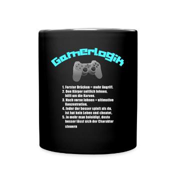 Funny gamer logic gamer logic gift - Full Colour Mug - black - Front