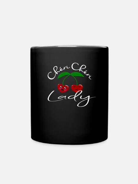 Chéri Chéri Lady Verliebte Kirschen Liebe Herz - Tasse einfarbig - Schwarz
