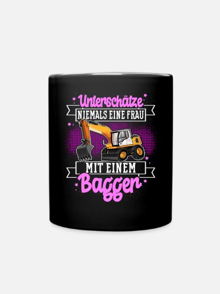 Baggerfahrerin - Tasse einfarbig - Schwarz