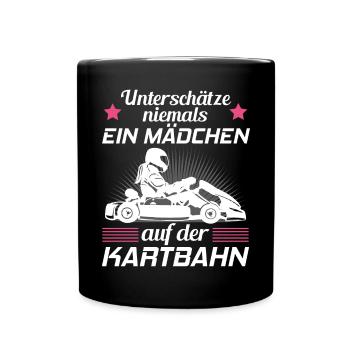 Kart Gokart Kartsport Kartfahrerin Damen Geschenk - Tasse einfarbig - Schwarz - Vorne